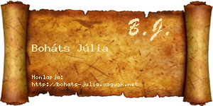 Boháts Júlia névjegykártya